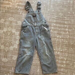 OshKosh B'gosh Navy and Cream Stripe Denim Overalls